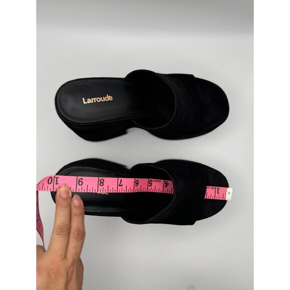Larroudé black retro Wanda Suede Platform Mules size 8 Y2k chunky heel - Picture 5 of 13